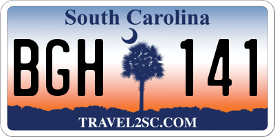 SC license plate BGH141