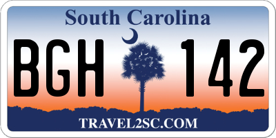 SC license plate BGH142