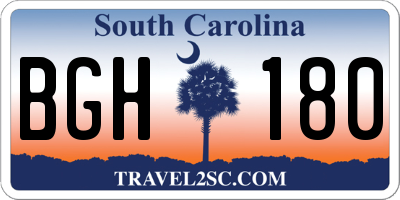 SC license plate BGH180