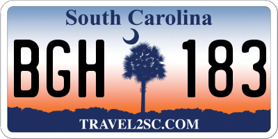 SC license plate BGH183