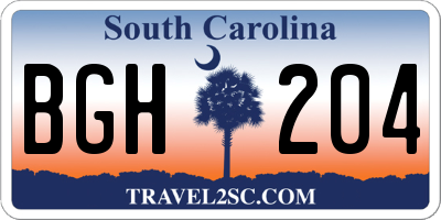 SC license plate BGH204