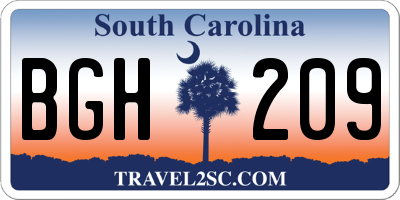 SC license plate BGH209