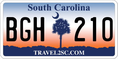 SC license plate BGH210