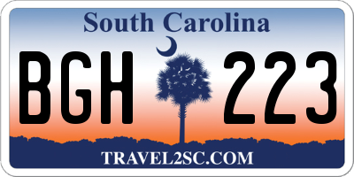 SC license plate BGH223