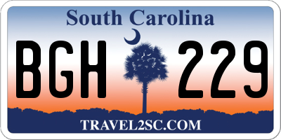 SC license plate BGH229