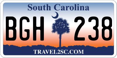 SC license plate BGH238