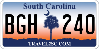 SC license plate BGH240