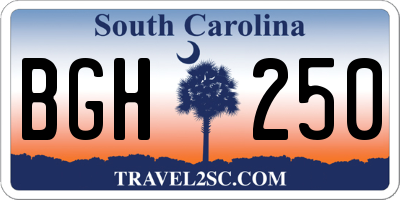 SC license plate BGH250