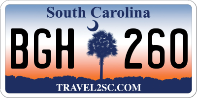SC license plate BGH260