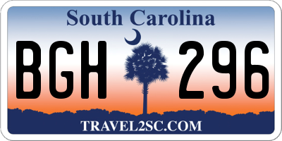 SC license plate BGH296