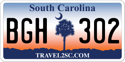 SC license plate BGH302