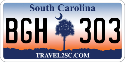 SC license plate BGH303