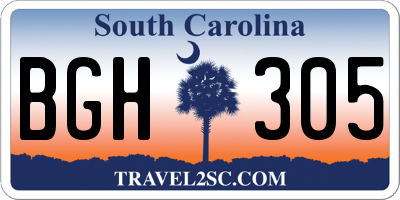 SC license plate BGH305
