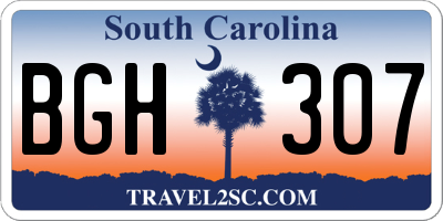 SC license plate BGH307