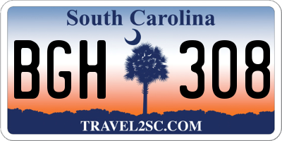SC license plate BGH308
