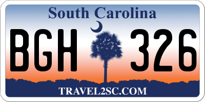 SC license plate BGH326