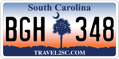 SC license plate BGH348