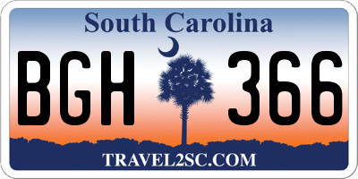 SC license plate BGH366