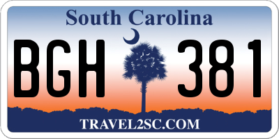 SC license plate BGH381