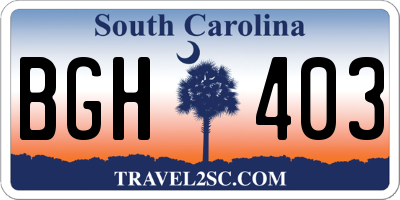 SC license plate BGH403