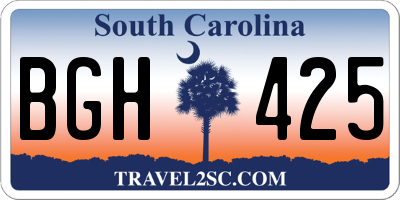 SC license plate BGH425