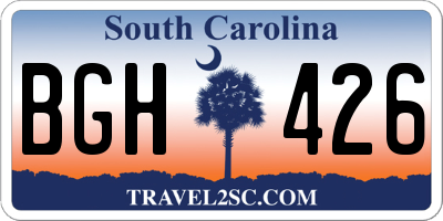SC license plate BGH426