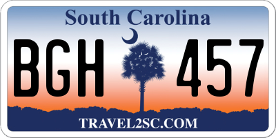 SC license plate BGH457