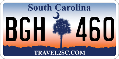 SC license plate BGH460