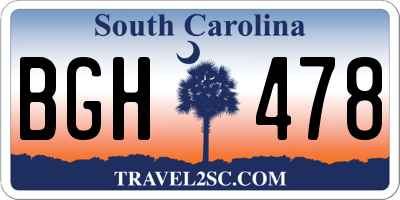 SC license plate BGH478
