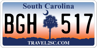 SC license plate BGH517