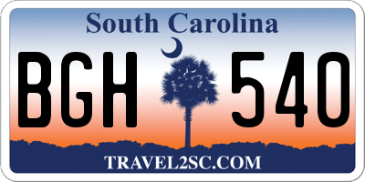 SC license plate BGH540