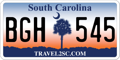 SC license plate BGH545