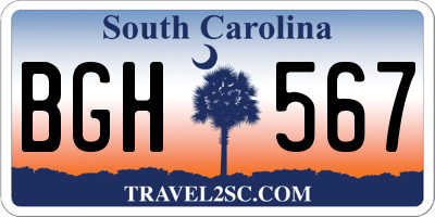 SC license plate BGH567