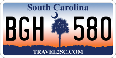SC license plate BGH580