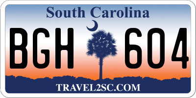 SC license plate BGH604