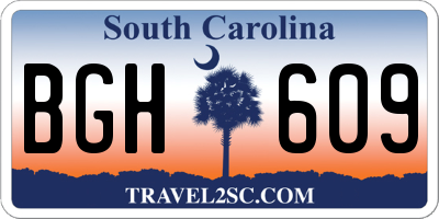 SC license plate BGH609