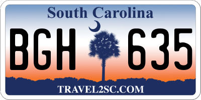 SC license plate BGH635