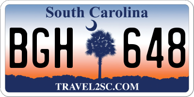 SC license plate BGH648