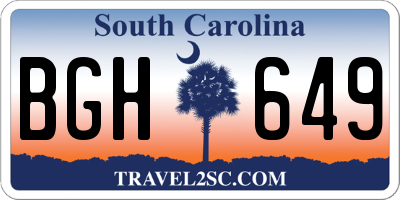 SC license plate BGH649