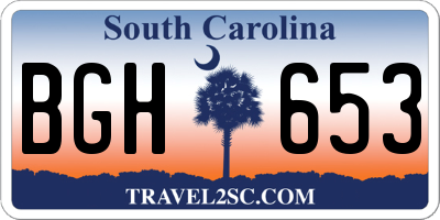 SC license plate BGH653