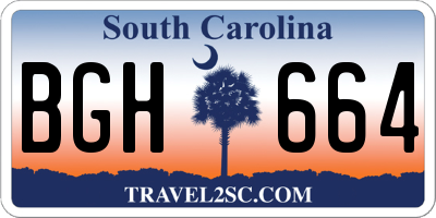 SC license plate BGH664
