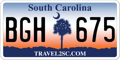 SC license plate BGH675