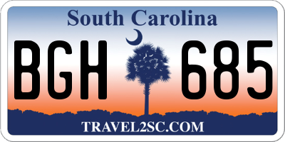SC license plate BGH685
