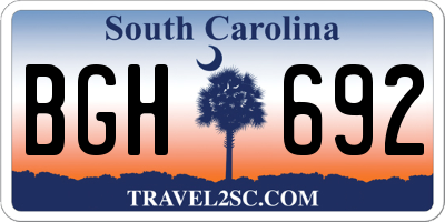 SC license plate BGH692
