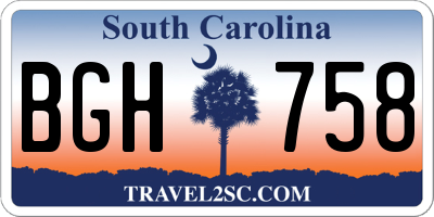 SC license plate BGH758