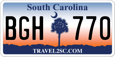 SC license plate BGH770