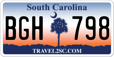 SC license plate BGH798
