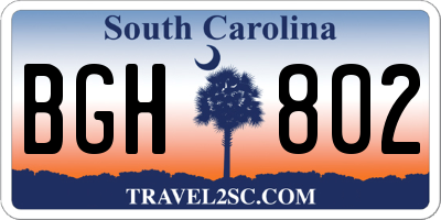 SC license plate BGH802