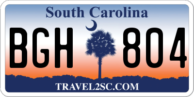 SC license plate BGH804