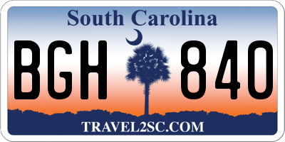 SC license plate BGH840